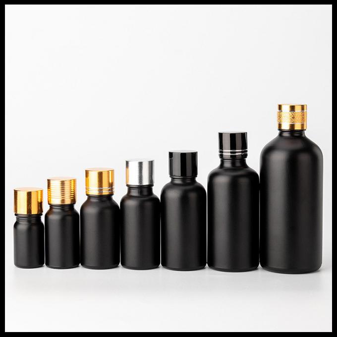 Schwarzes bereifte Glasflaschen-Kosmetik des Farbätherischen öls, die runde Form verpackt