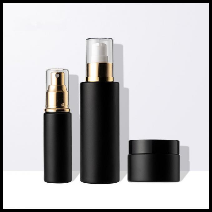 Mattglas-Emulsions-Wesentlich-Kosmetik füllt schwarzen Pumpen-Kopf-Lotions-Behälter ab