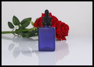 China Flache quadratische Glasflaschen-blaue Mattfarbe des ätherischen Öls für Parfüm-Verpackung fournisseur