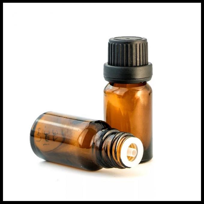 Glasflaschen ätherischen Öls 10ml Brown mit Antidiebstahl-Schwarz-Kopf-innerem Stecker